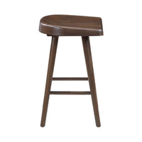 Vira 24 Inch Counter Height Stool Set of 2, Saddle Seat, Brown Wood - BM351879