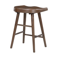Vira 24 Inch Counter Height Stool Set of 2, Saddle Seat, Brown Wood - BM351879