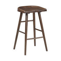 Vira 30 Inch Bar Stool Set of 2, Saddle Seat w Footrest, Brown Wood - BM351880