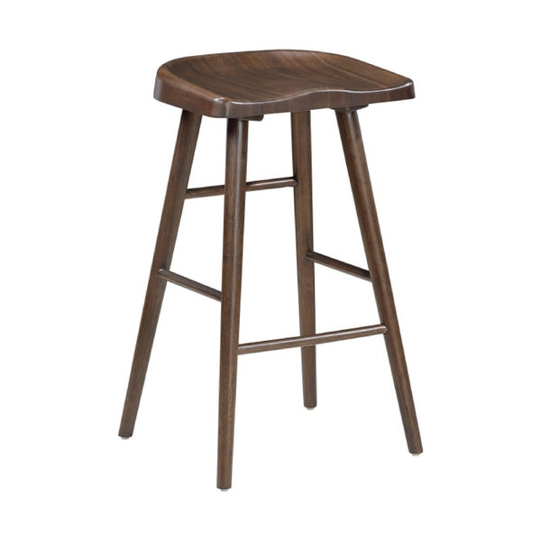 Vira 30 Inch Bar Stool Set of 2, Saddle Seat w Footrest, Brown Wood - BM351880