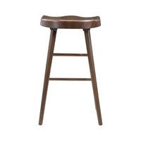 Vira 30 Inch Bar Stool Set of 2, Saddle Seat w Footrest, Brown Wood - BM351880