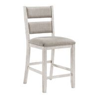Vile Counter Height Chair Set of 2, Gray Polyester, Distress Antique White - BM351883
