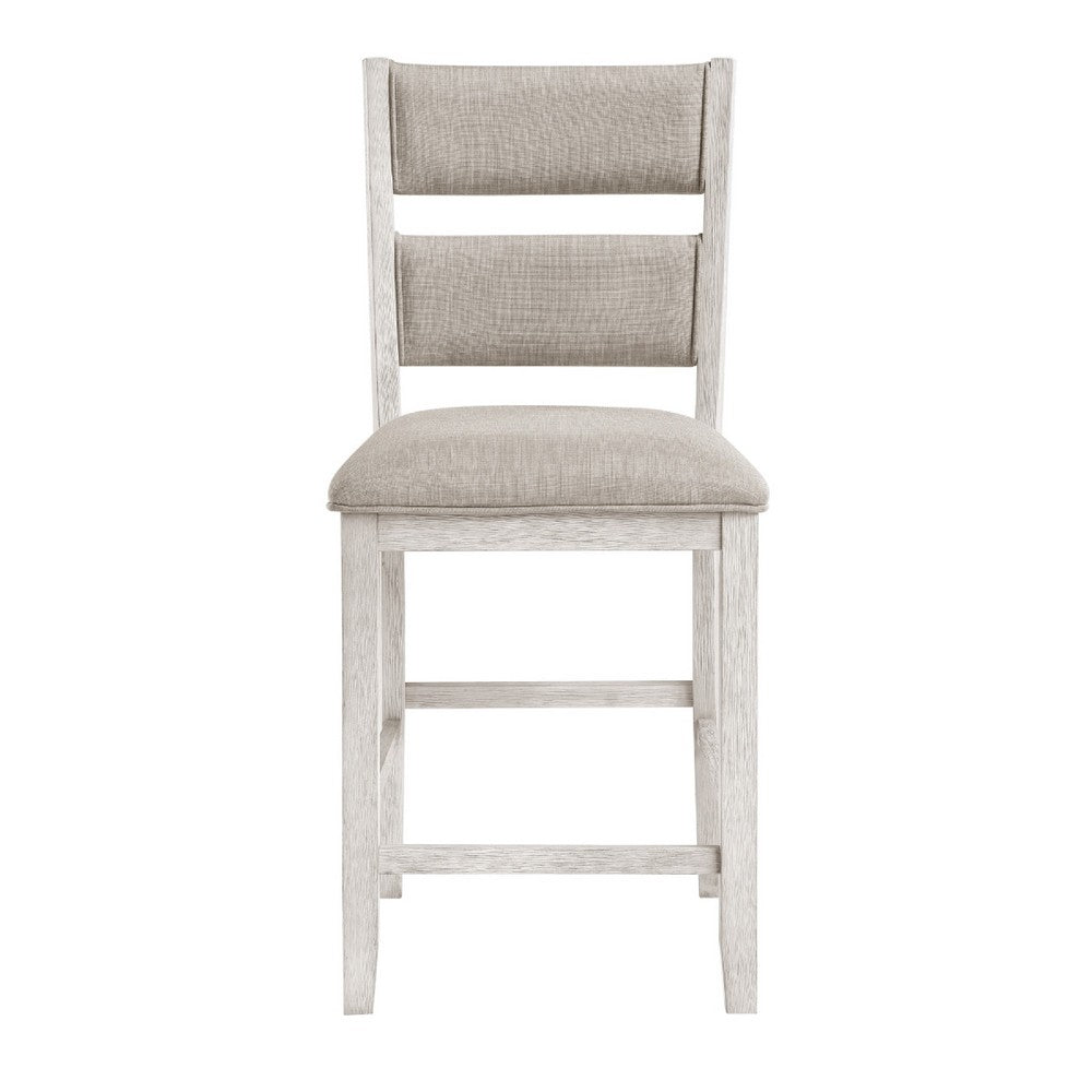 Vile Counter Height Chair Set of 2, Gray Polyester, Distress Antique White - BM351883