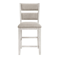 Vile Counter Height Chair Set of 2, Gray Polyester, Distress Antique White - BM351883