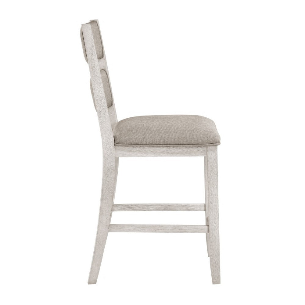 Vile Counter Height Chair Set of 2, Gray Polyester, Distress Antique White - BM351883