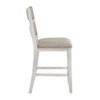 Vile Counter Height Chair Set of 2, Gray Polyester, Distress Antique White - BM351883
