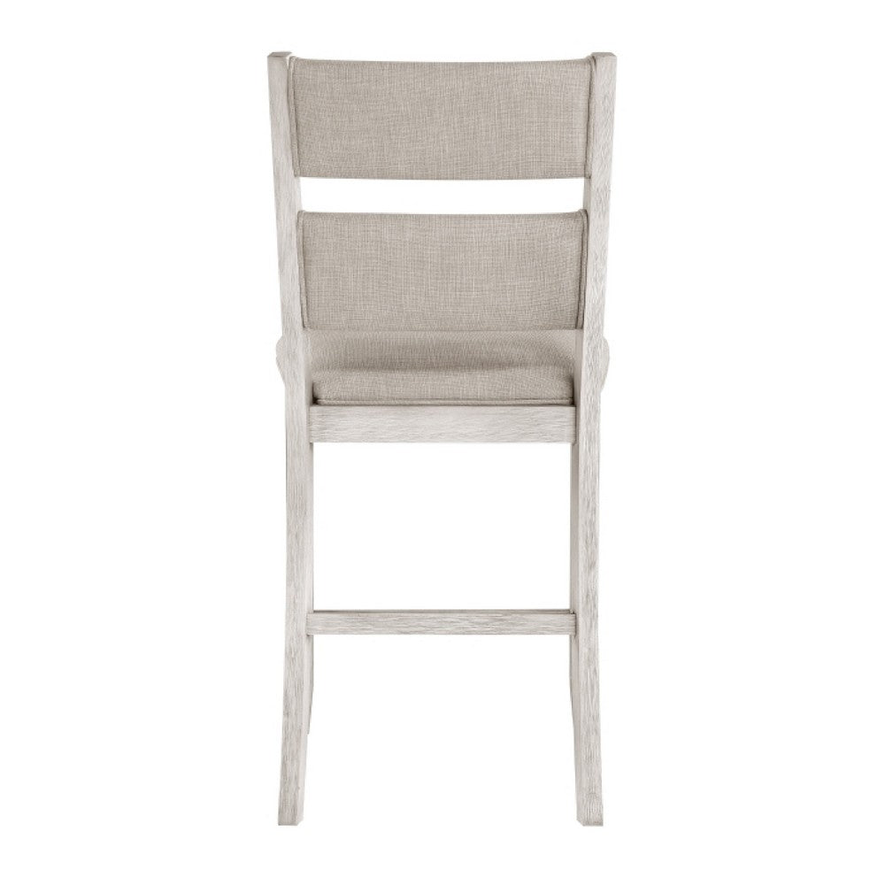 Vile Counter Height Chair Set of 2, Gray Polyester, Distress Antique White - BM351883