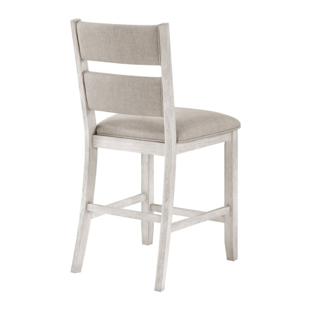 Vile Counter Height Chair Set of 2, Gray Polyester, Distress Antique White - BM351883