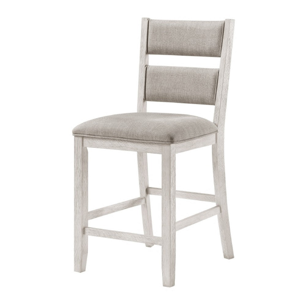 Vile Counter Height Chair Set of 2, Gray Polyester, Distress Antique White - BM351883