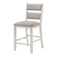 Vile Counter Height Chair Set of 2, Gray Polyester, Distress Antique White - BM351883
