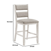 Vile Counter Height Chair Set of 2, Gray Polyester, Distress Antique White - BM351883