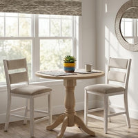 Vile Counter Height Chair Set of 2, Gray Polyester, Distress Antique White - BM351883