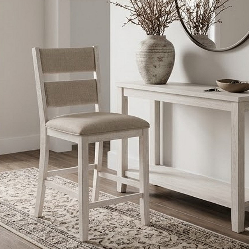 Vile Counter Height Chair Set of 2, Gray Polyester, Distress Antique White - BM351883
