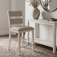 Vile Counter Height Chair Set of 2, Gray Polyester, Distress Antique White - BM351883