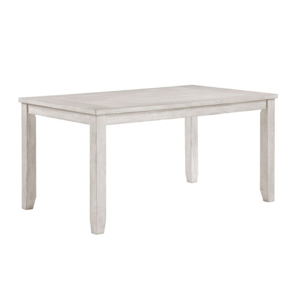 Vile Counter Height Table, 60 Inch Rectangular, Distressed Antique White - BM351884