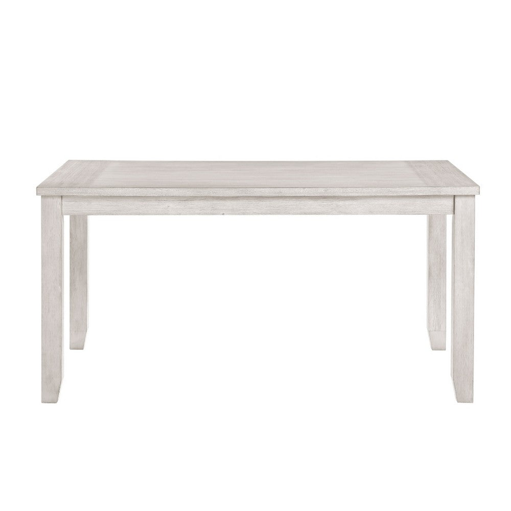 Vile Counter Height Table, 60 Inch Rectangular, Distressed Antique White - BM351884