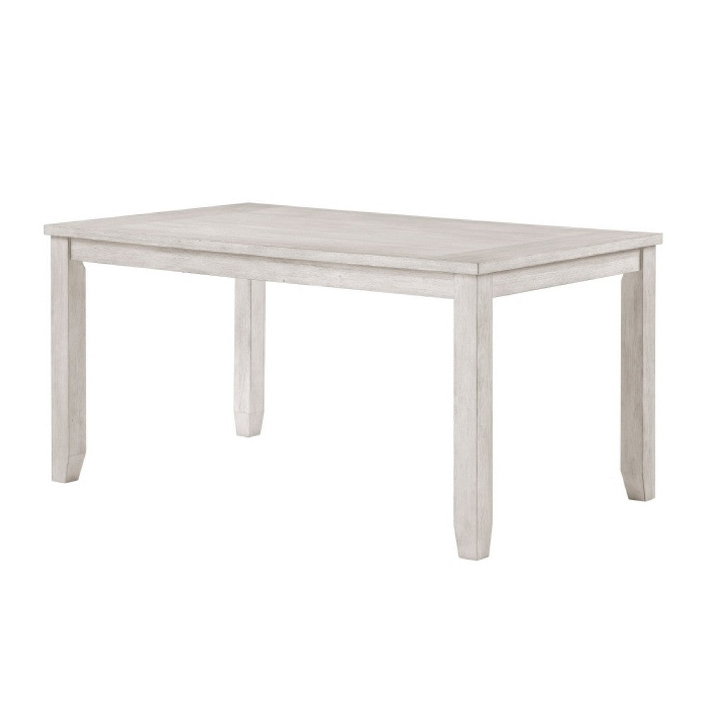 Vile Counter Height Table, 60 Inch Rectangular, Distressed Antique White - BM351884