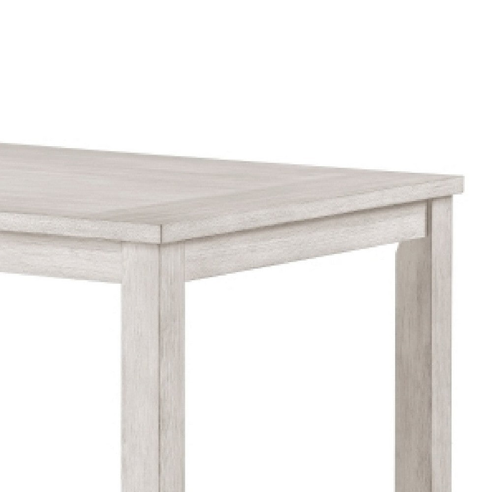 Vile Counter Height Table, 60 Inch Rectangular, Distressed Antique White - BM351884