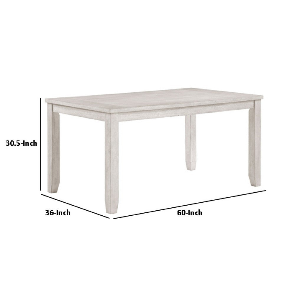 Vile Counter Height Table, 60 Inch Rectangular, Distressed Antique White - BM351884