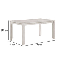 Vile Counter Height Table, 60 Inch Rectangular, Distressed Antique White - BM351884