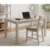 Vile Counter Height Table, 60 Inch Rectangular, Distressed Antique White - BM351884