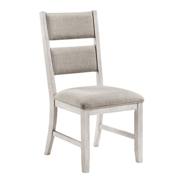 Vile Dining Side Chair Set of 2, Gray Polyester, Distress Antique White - BM351885