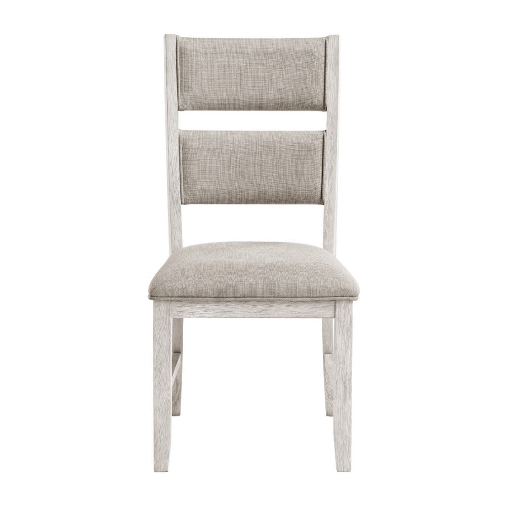 Vile Dining Side Chair Set of 2, Gray Polyester, Distress Antique White - BM351885
