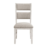 Vile Dining Side Chair Set of 2, Gray Polyester, Distress Antique White - BM351885