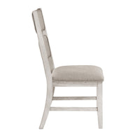 Vile Dining Side Chair Set of 2, Gray Polyester, Distress Antique White - BM351885