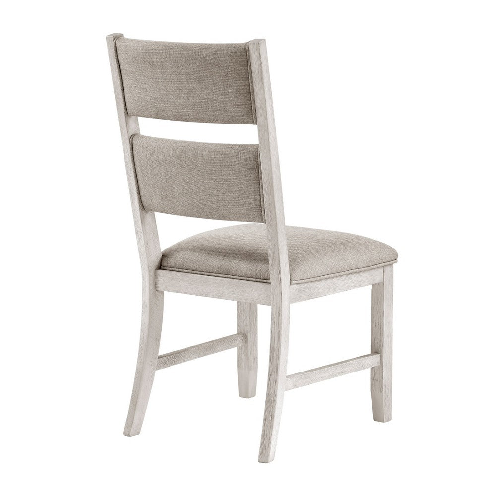 Vile Dining Side Chair Set of 2, Gray Polyester, Distress Antique White - BM351885