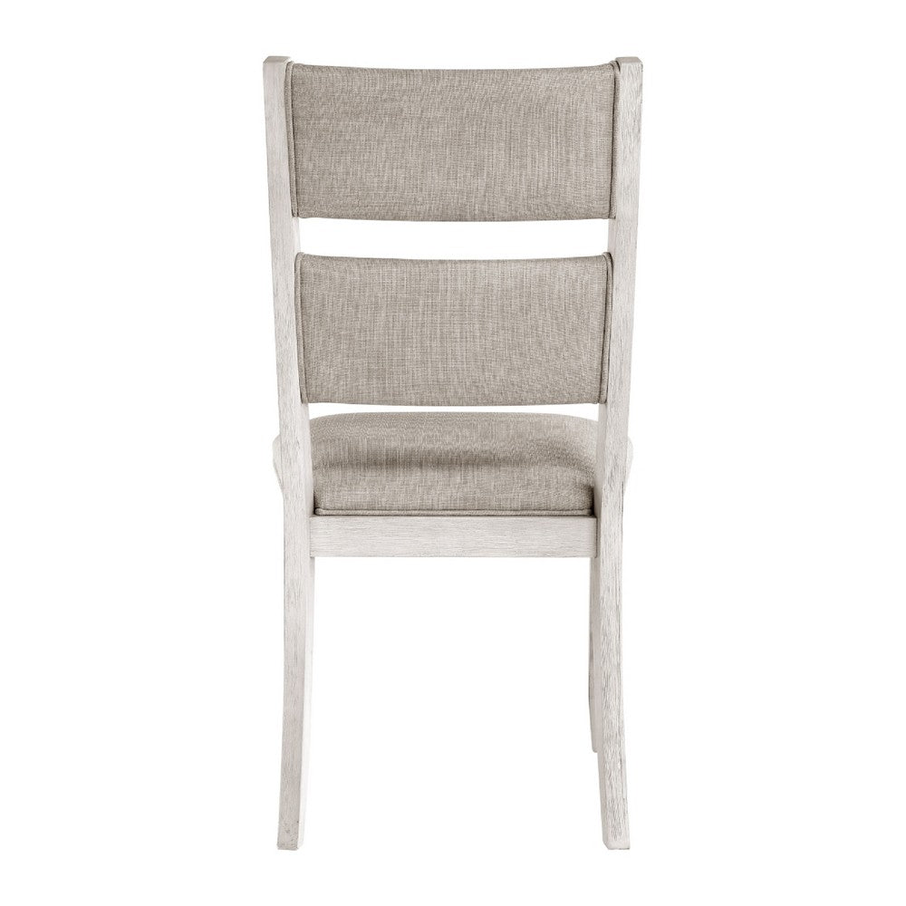 Vile Dining Side Chair Set of 2, Gray Polyester, Distress Antique White - BM351885