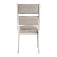 Vile Dining Side Chair Set of 2, Gray Polyester, Distress Antique White - BM351885