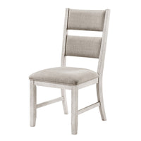 Vile Dining Side Chair Set of 2, Gray Polyester, Distress Antique White - BM351885