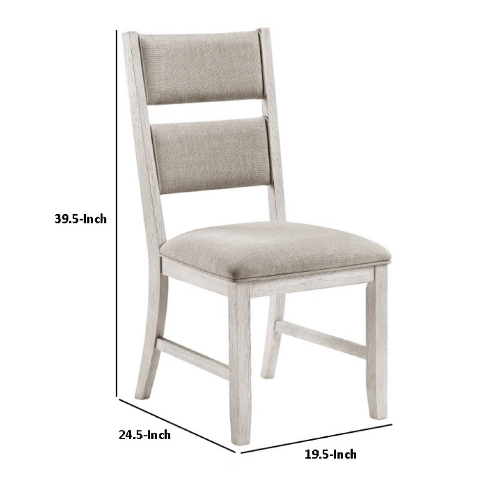 Vile Dining Side Chair Set of 2, Gray Polyester, Distress Antique White - BM351885
