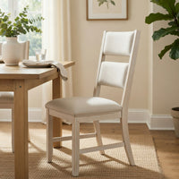 Vile Dining Side Chair Set of 2, Gray Polyester, Distress Antique White - BM351885