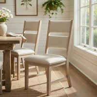Vile Dining Side Chair Set of 2, Gray Polyester, Distress Antique White - BM351885