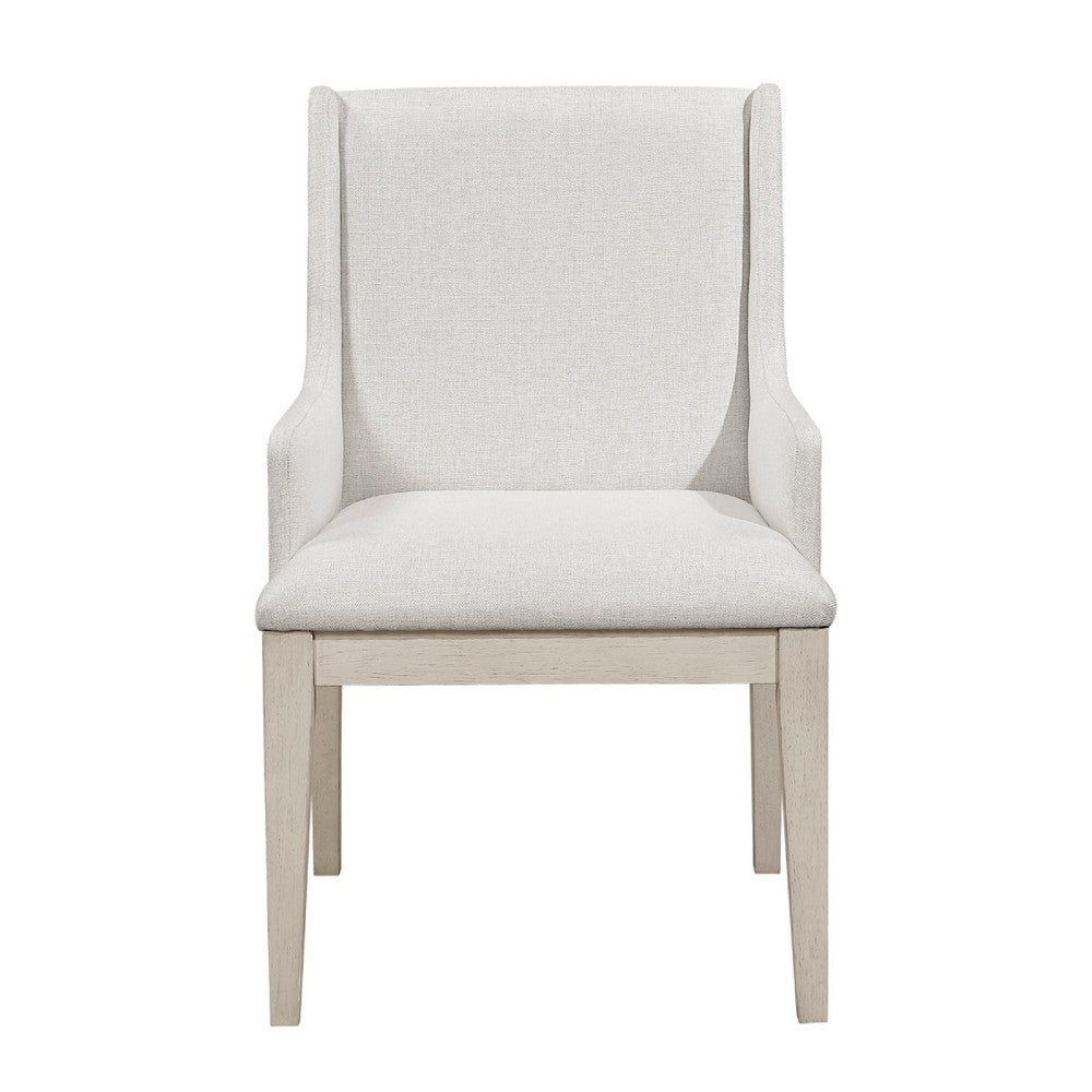 Tuma Wing Dining Armchair Set of 2, Ivory Polyester, Antique White - BM351886