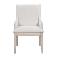Tuma Wing Dining Armchair Set of 2, Ivory Polyester, Antique White - BM351886