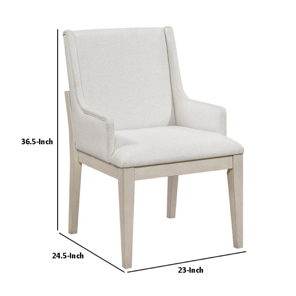 Tuma Wing Dining Armchair Set of 2, Ivory Polyester, Antique White - BM351886