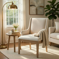 Tuma Wing Dining Armchair Set of 2, Ivory Polyester, Antique White - BM351886