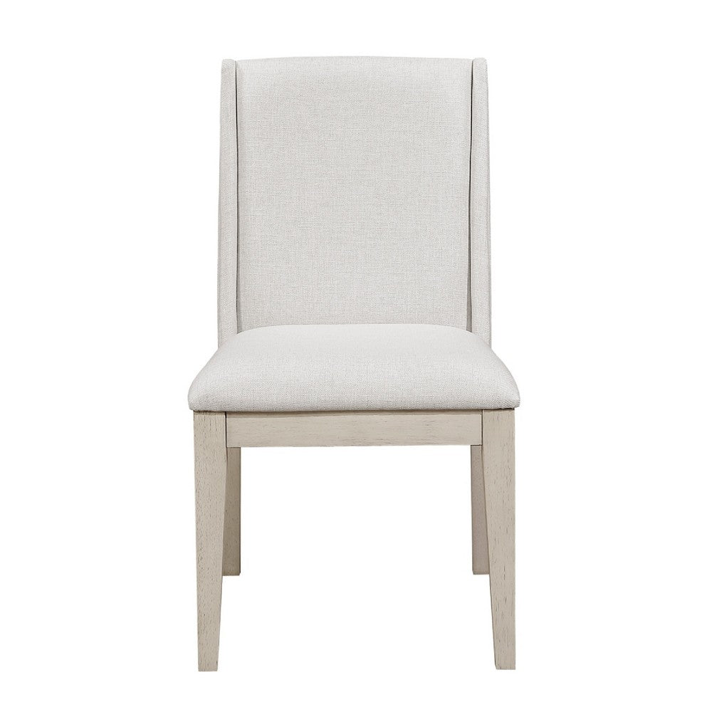 Tuma Wing Dining Side Chair Set of 2, Ivory Polyester, Antique White - BM351887