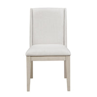 Tuma Wing Dining Side Chair Set of 2, Ivory Polyester, Antique White - BM351887