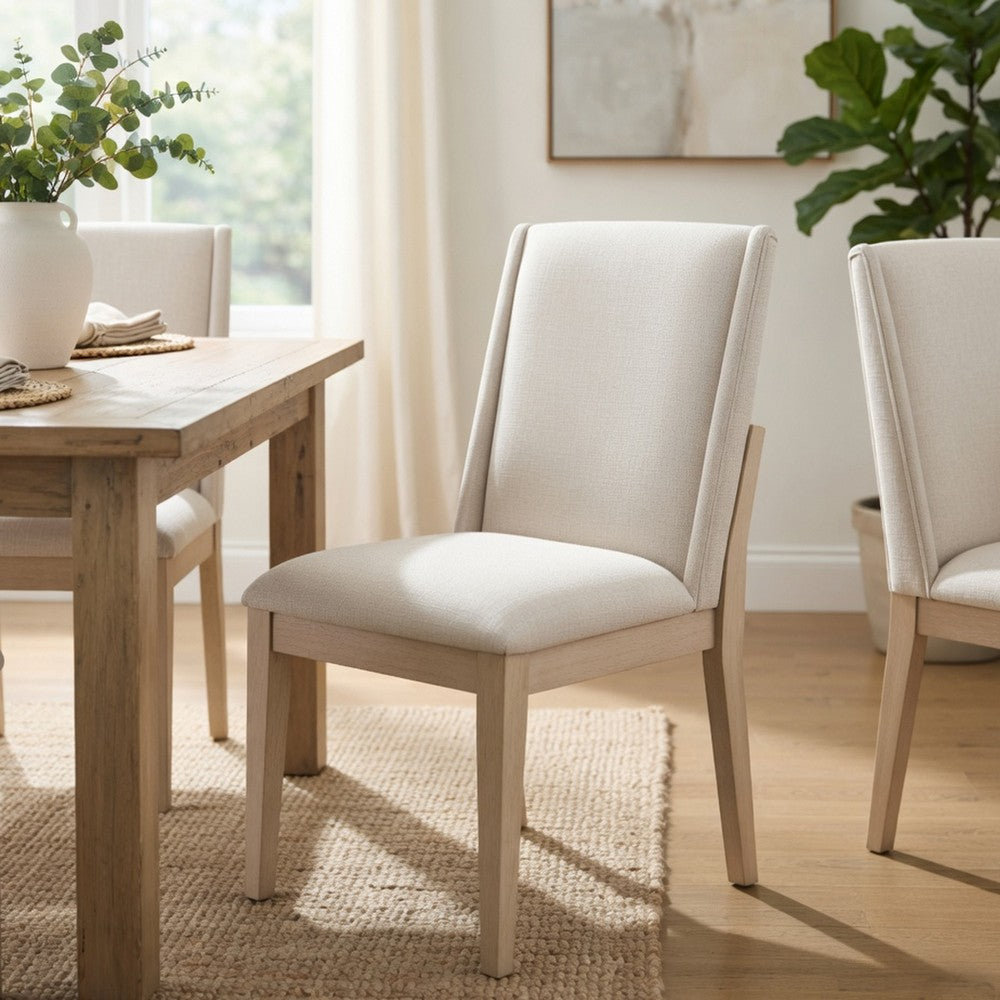 Tuma Wing Dining Side Chair Set of 2, Ivory Polyester, Antique White - BM351887
