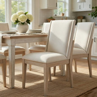 Tuma Wing Dining Side Chair Set of 2, Ivory Polyester, Antique White - BM351887