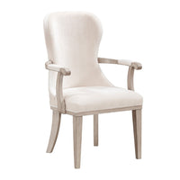 Lofi Wing Dining Armchair Set of 2, Ivory Felt Polyester, Gray Wood - BM351888