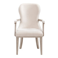 Lofi Wing Dining Armchair Set of 2, Ivory Felt Polyester, Gray Wood - BM351888