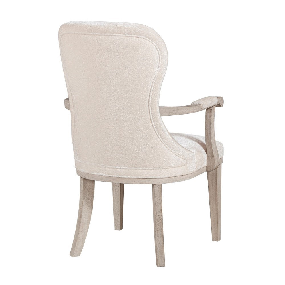 Lofi Wing Dining Armchair Set of 2, Ivory Felt Polyester, Gray Wood - BM351888