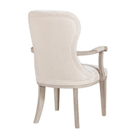 Lofi Wing Dining Armchair Set of 2, Ivory Felt Polyester, Gray Wood - BM351888