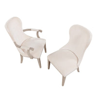 Lofi Wing Dining Armchair Set of 2, Ivory Felt Polyester, Gray Wood - BM351888