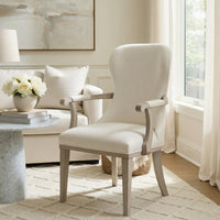 Lofi Wing Dining Armchair Set of 2, Ivory Felt Polyester, Gray Wood - BM351888